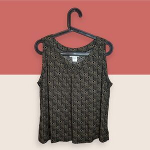 💠 FRESCO BY NOMADIC TRADERS TAN BLACK DIAMOND PRINT FLOWY TANK LARGE
